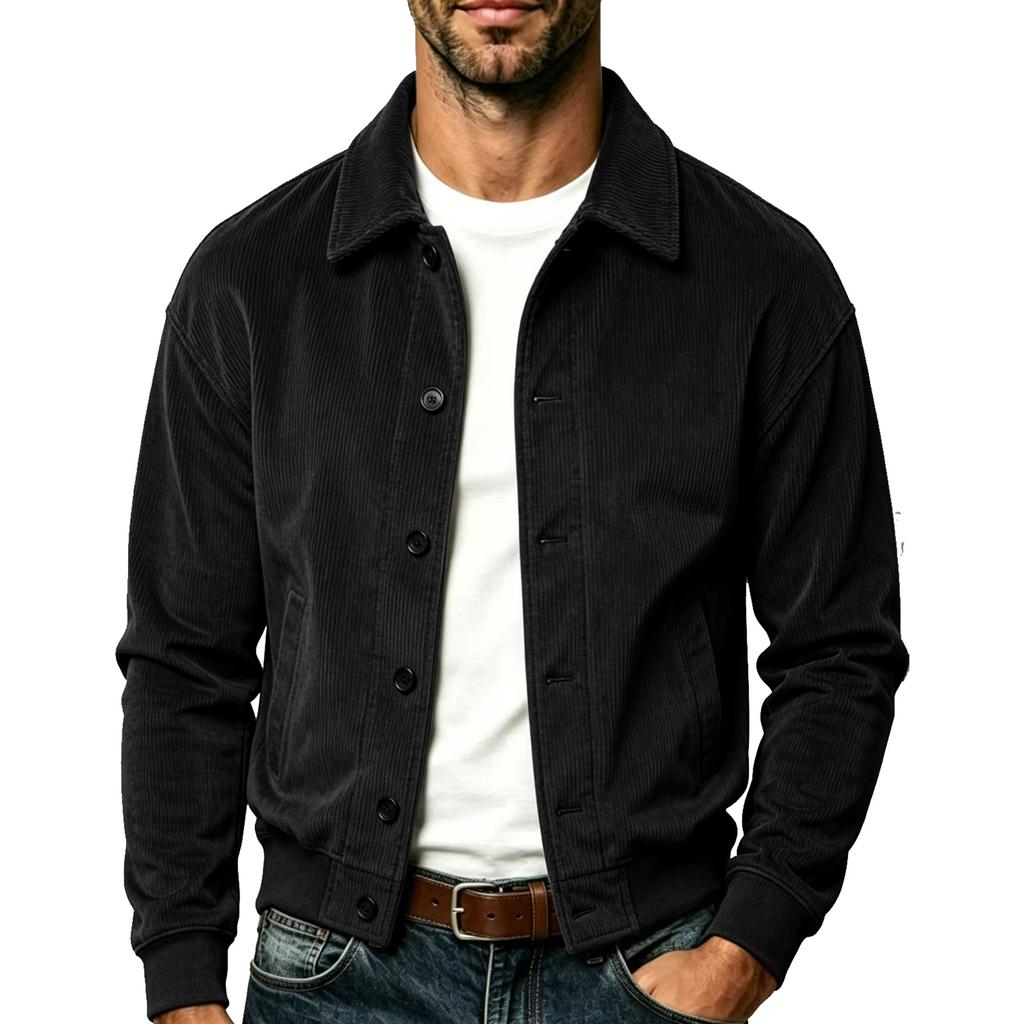 Herren Cordjacke Reverskragen Knopfleiste Seitentasche Vintage Amerikanisch Retro Lässige Oberbekleidung Herbst Winter Tägliche Jacken