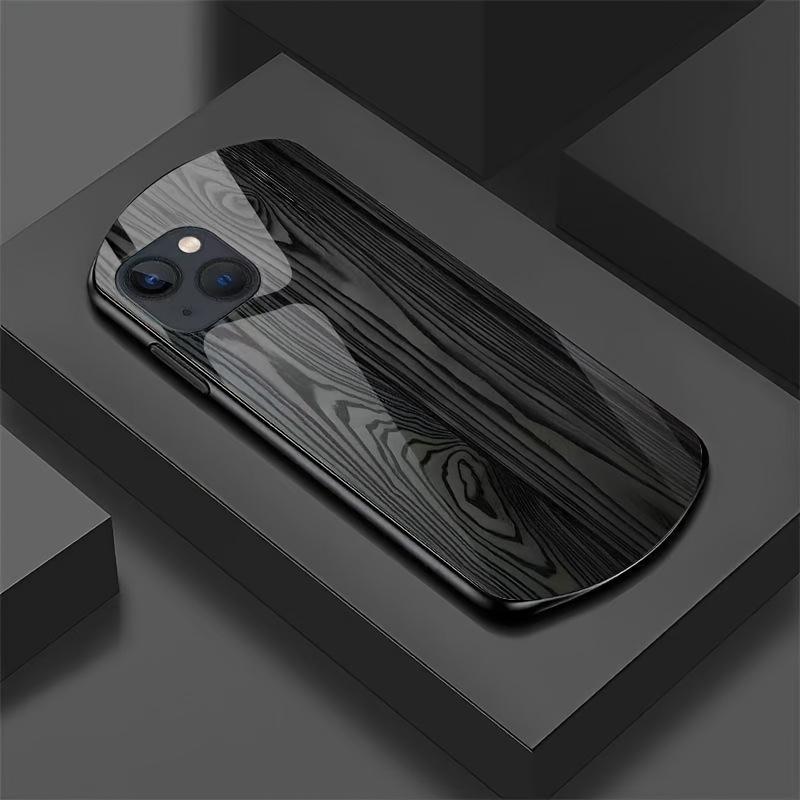 Wood Grain Pattern Glass Phone Case Suitable for iPhone 17 16 15 14 13 12 11 Pro/Max/Plus Shockproof Back Cover