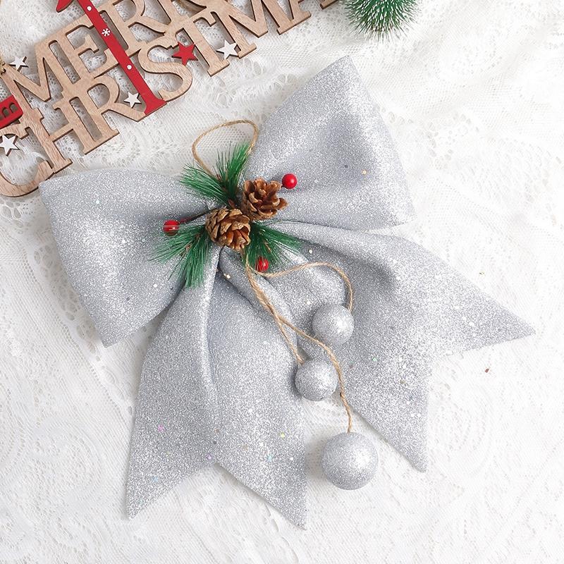 1Pcs Christmas Decoratio Bow Red Glitter Bow 30cm Christmas Tree Pendant Ornaments for Home Decor Xmas New Year Gifts Accessory