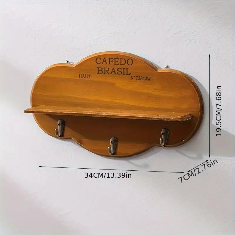2pcs Rustic Wooden Cloud Wall Shelf with Hooks, Floating Shelf for Succulents, Keys, Hats, Bags , Home Decor Storage Hanging Cabinet
