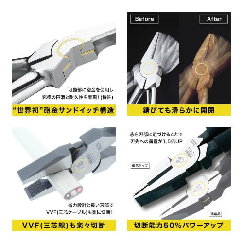 Maruto Hasegawa Kakusho KEIBA High-Grade The High Leverage Pliers, Eccentric, 220mm, Smooth Even with Rust, Gunmetal Sandwich Construction, FC-119