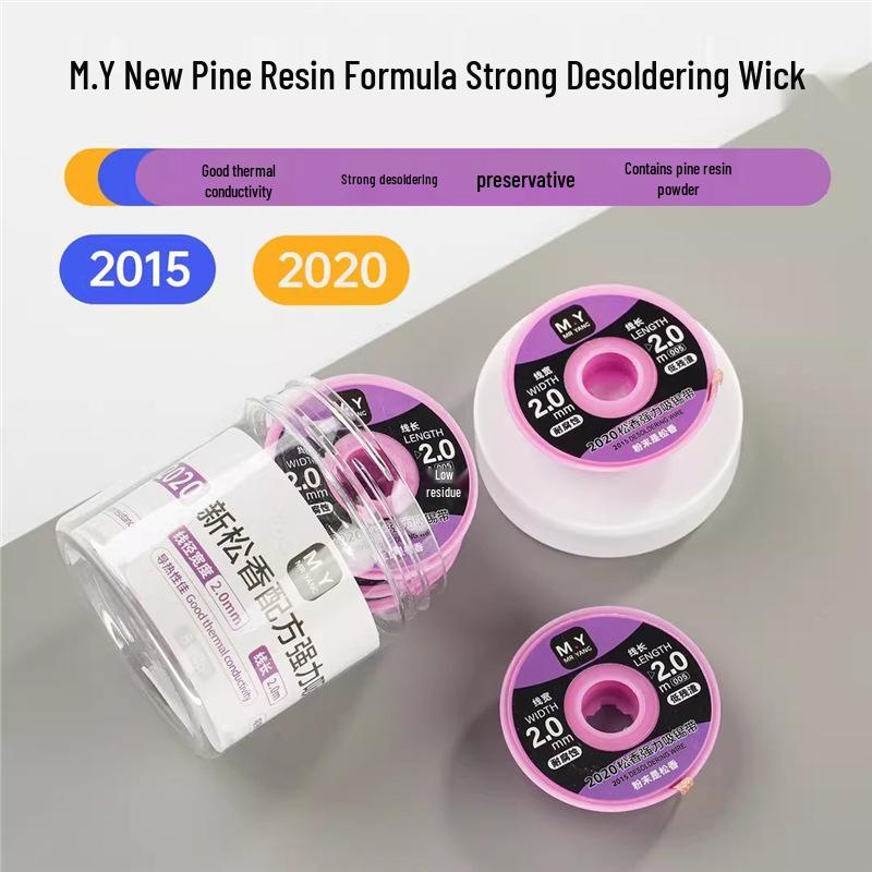 M.Y New Rosin Desoldering Wick: Strong, No-Residue, Fast Adsorption, Excellent Thermal Conductivity, Cleans Joints, Removes Solder Dross.