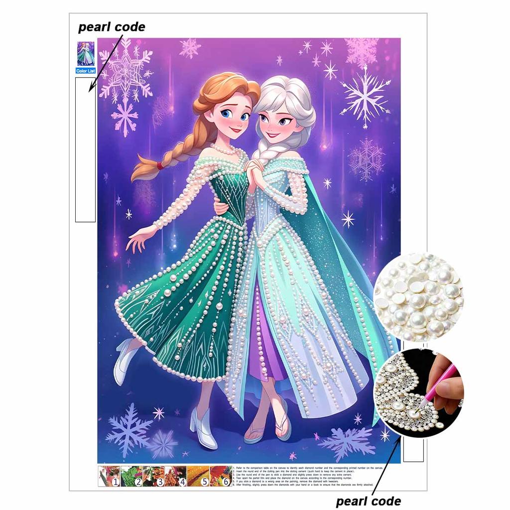 Disney Pearl Painting Frozen Portrait for Beginners and Adults, DIY Pearl Diamond Art Painting Kit for Home Wall Decor Gifts