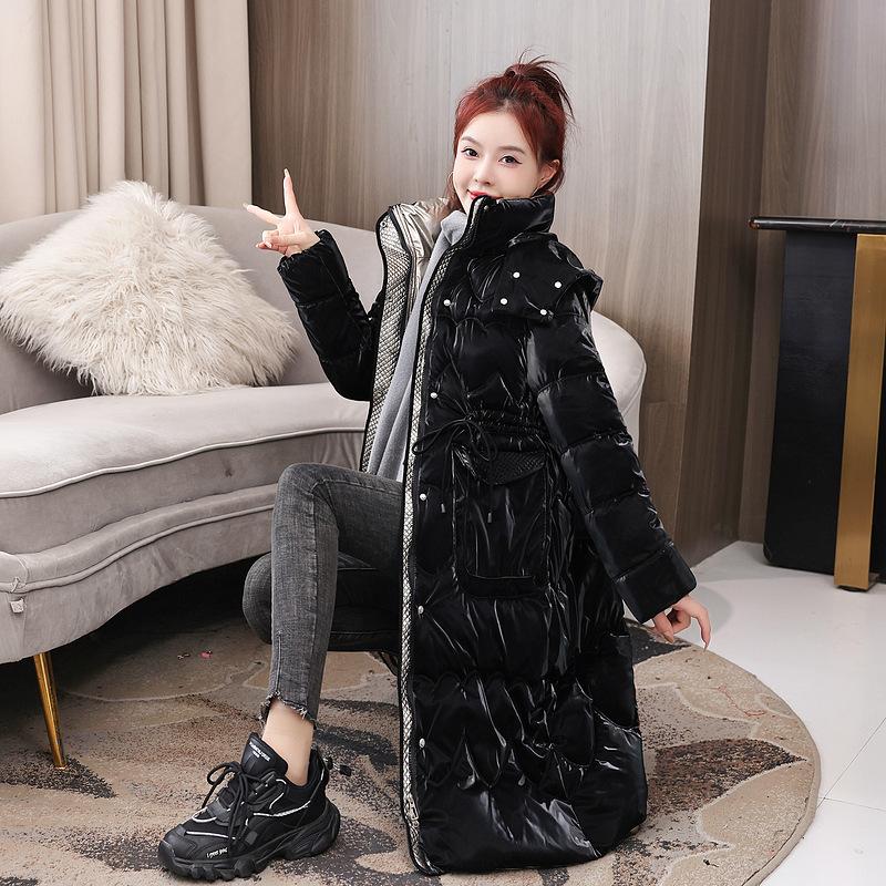 Glossy Quicksand Down Cotton Jacket Women's 2025 Winter New Slim Slimming Hooded Warm Cotton Jacket Padded Jacket