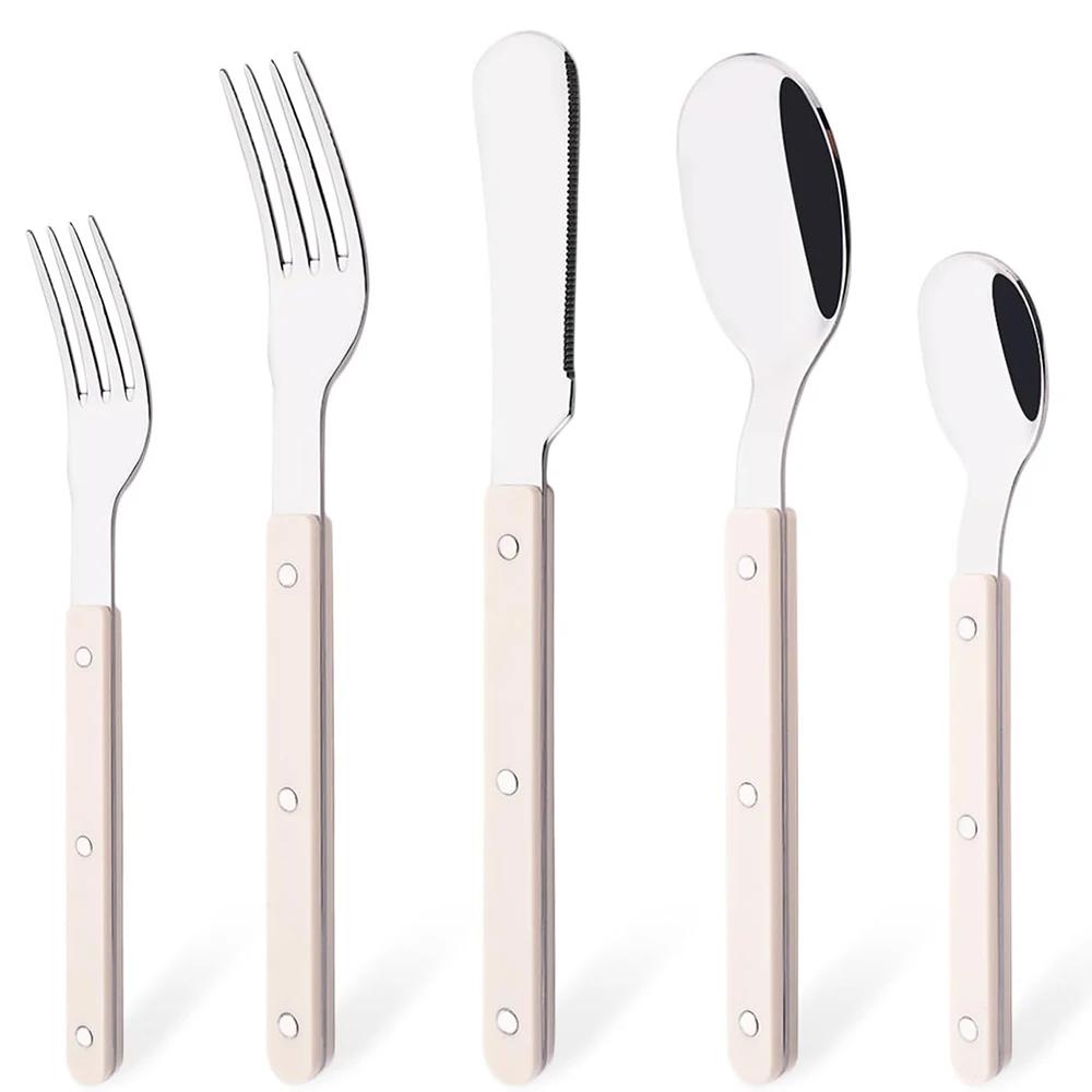 1/4/6Set Acrylic Handle Knife Fork Set Stainless Steels Dinner Cutlery Set Green Silver Western Dinnerware Home Kitchen Flatware