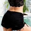 Damen Sexy Hot Pants Zerrissen Sexy Street Cut Low Top Jeansshorts Seitliche Leine Hosen Jeansshorts