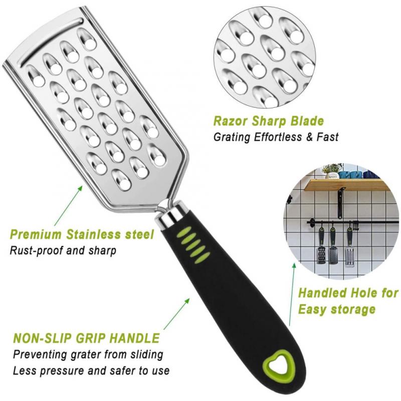 Kitchen Cheese Grater & Lemon Zester, 3 Graters Set, Razor-Sharp Stainless Steel Blade, Ergonomic TPR Handle