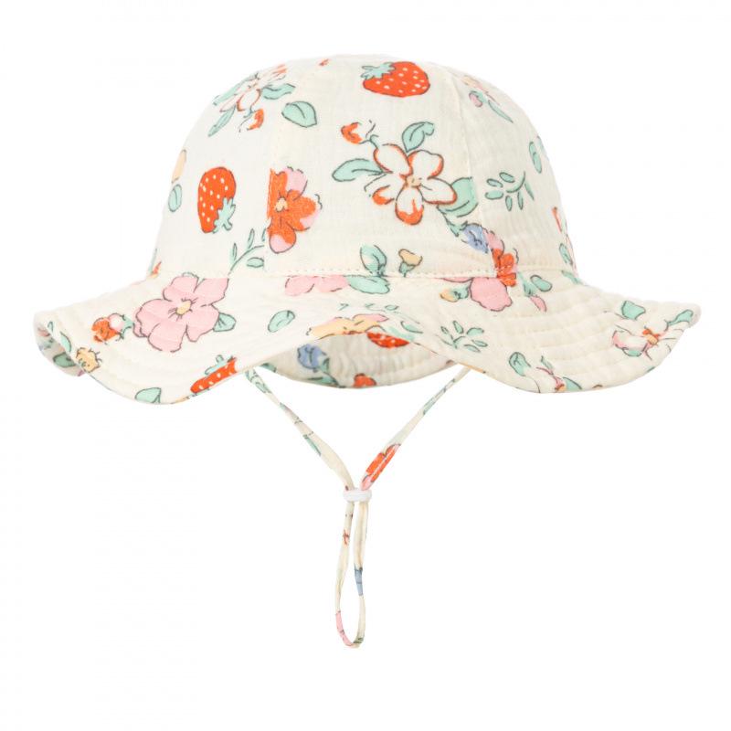 Cute Baby Cotton Bucket Hat - Printed Solid Color Sun Hat for 3-12M