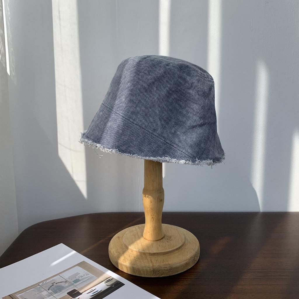 Trendy 2021 Washed Denim Bucket Hat For Women Youthful Style Wide Brim Sun Protection