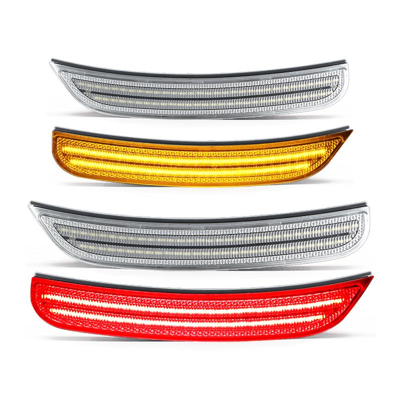 For Dodge Charger 2015-2022 Clear & Smoked Lens LED Side Marker Lamp Amber Front Red Rear Side Fender Reflector Lights