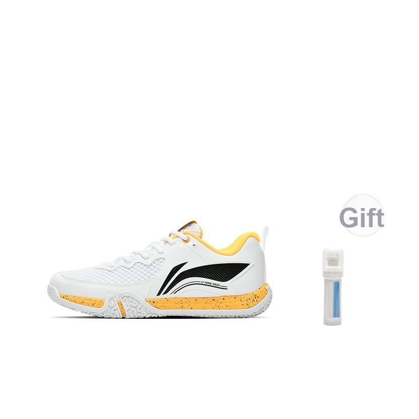 Li-Ning Scarpe da Badminton Unisex Ground Flying II Lite Traspiranti Antiscivolo a Collo Basso Scarpe Bianco Giallo AYTT003-3