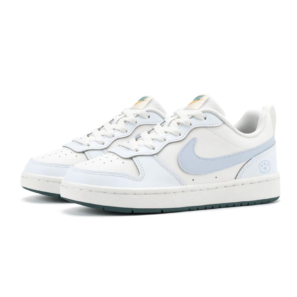 Nike Court Borough Ice Blue Crampons Lightweight Breathable Low top Skateboard Shoes Women's Blue White BQ5448-017(Team1319-)