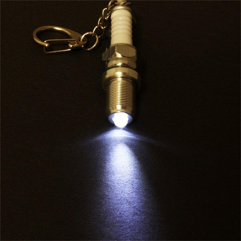 Casual  Led Key Chain Spark Plug Key Chain Keychain Car Parts Keyring