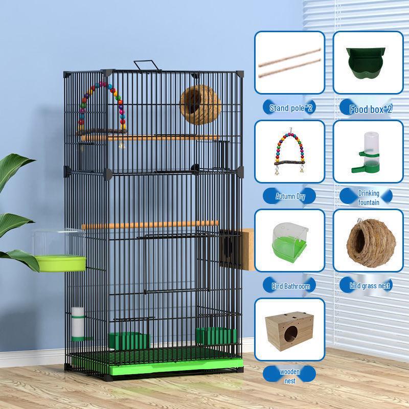 

Посилена велика клітка для великих птахів, таких як какатіли та піони, з гніздовою коробкою 90cm H, 42x31cm, no wheels, Package 7 чорний