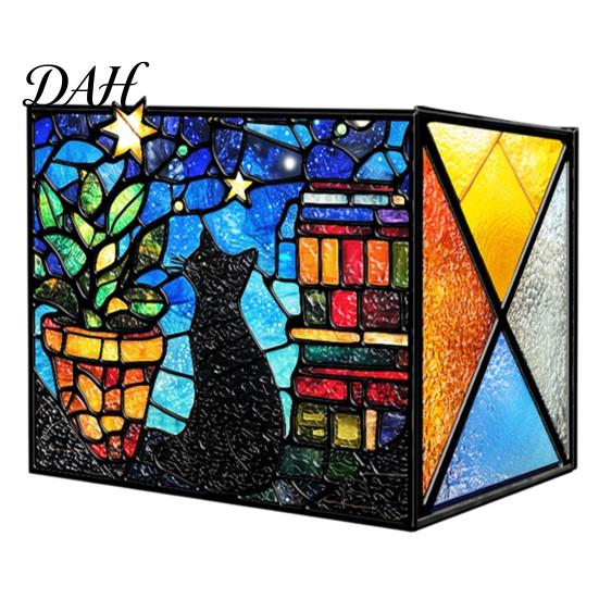 Desktop Pen Holder Stained Glass Style Holder, Unique Acrylic Organizer, 3D Plant Pot Embossed Relief Pattern Planter for Succulents And Office