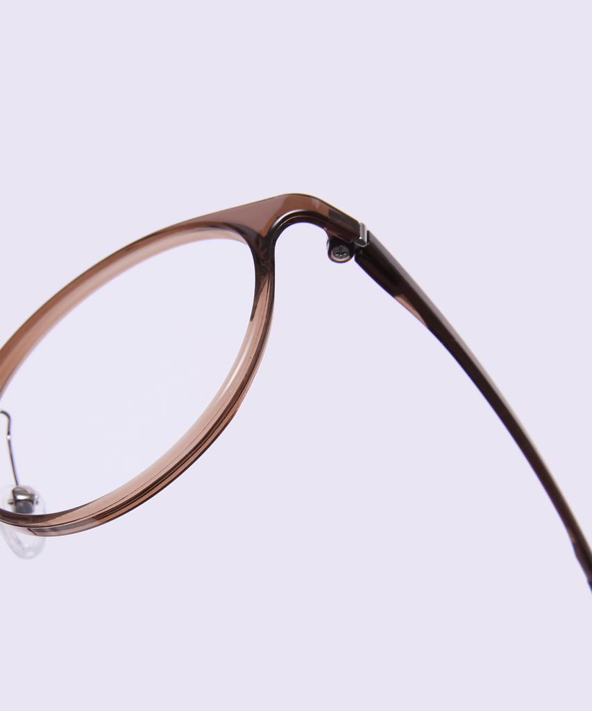 Alloaiweeo [Air Flex] Al6405 1616G Airflex Ultra-Lightweight Semi-Oversized Round Brown Eyeglass Frame Blue Light Lens Selection