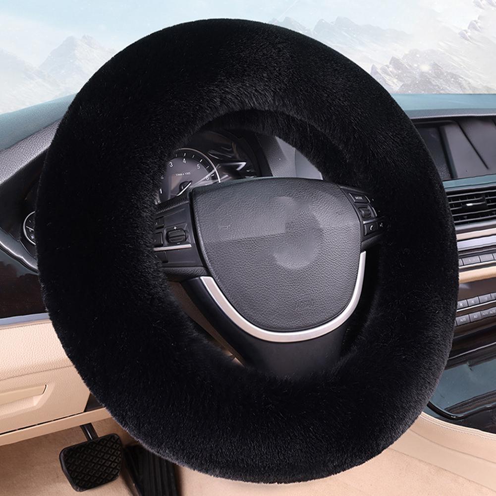 Super Soft Winter Car Steering Wheel Cover 38cm Plush Warm Steering-Wheel Cover Universal Protector For Women's Car Accessories