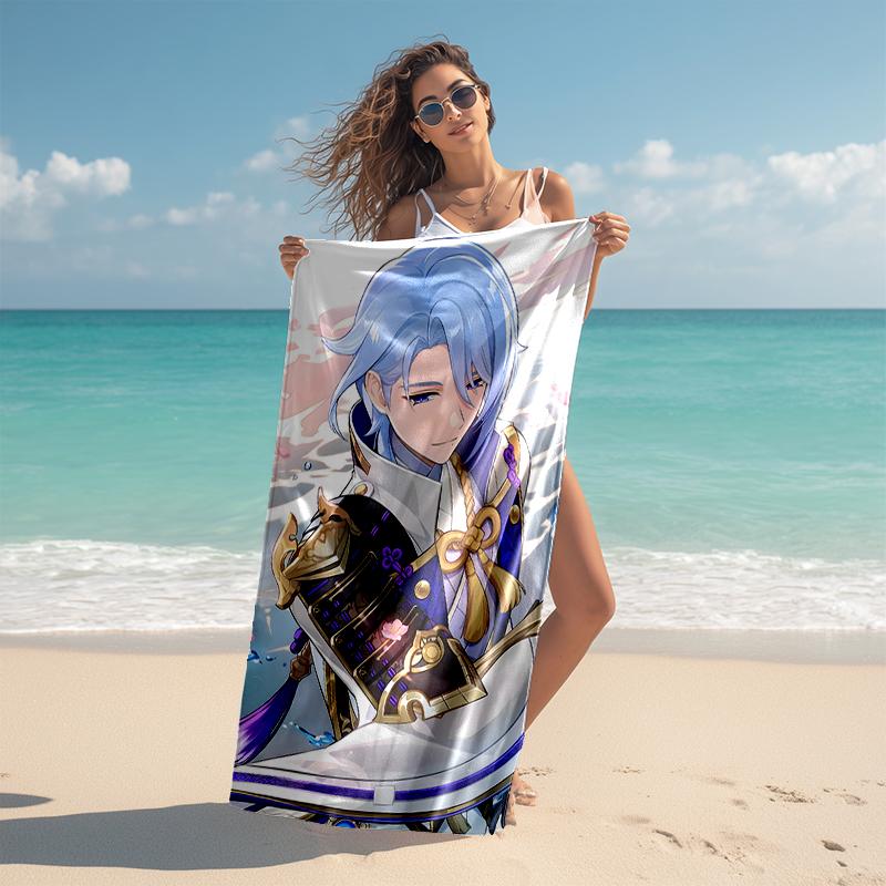 1pc Genshin Impact1 Beach Towel, Comfortable and Thick, and Swimming/Bath/Picnic/Camping Towel, Suitable for Seaside Beaches