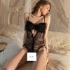 Sexy See-through French Style Lingerie for Women with Mesh Large Bow Lace Temptation One-piece Bodysuit