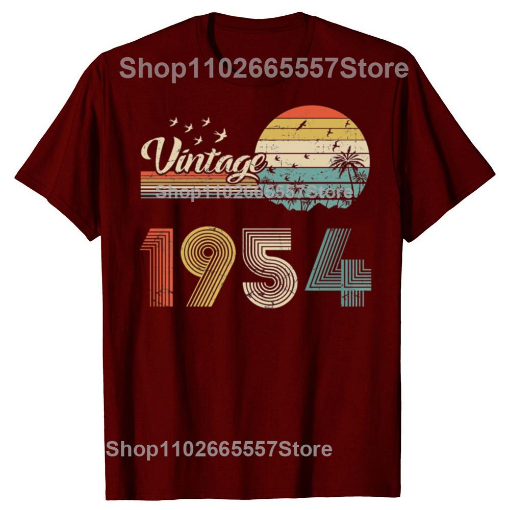 Funny Vintage 1954 Retro Design 71 Years Old Graphic Tshirts Men Fashion Casual Tshirt 100 Cotton Loose Oversized T Shirt