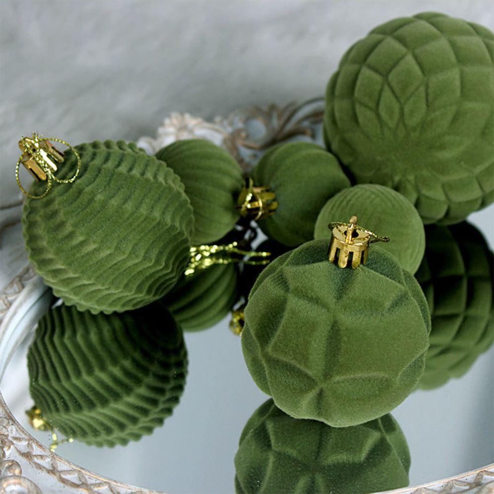 48PCS Durable Plastic Flocked Christmas Ball 4/6/8cm Suspensable Christmas Tree Balls 7 Colors Xmas Ornament Ball Home