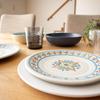 Abode Homewares Design and Unbreakable Tableware BPA La Cena MEDALLION Serving Cereal Diameter Safe for Cafe Dishwasher Birthday Bamboo Melamine White