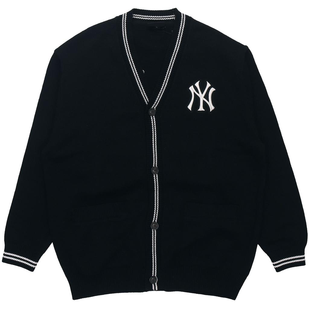 MLB Base Logo Knitwear Unisex Black V Neck Moderate Cardigan 3AKCB0121-50BKS
