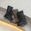 Autumn Toddlers Long Boots Black Brown Kids Causal Mid-calf Boots for Girls  Round-toe Children's Causal Platform Boots