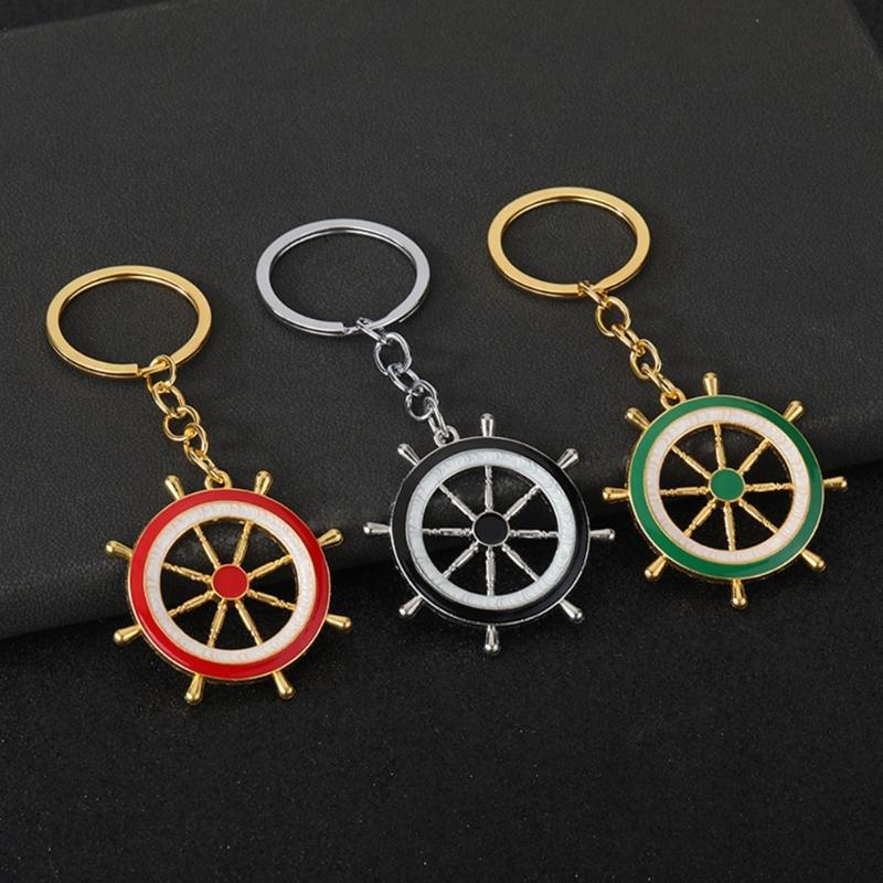 Practical Everyday Use Keychain Decors Featuring Marine Anchors And Helm In Zinc Alloy Blue White Color Scheme