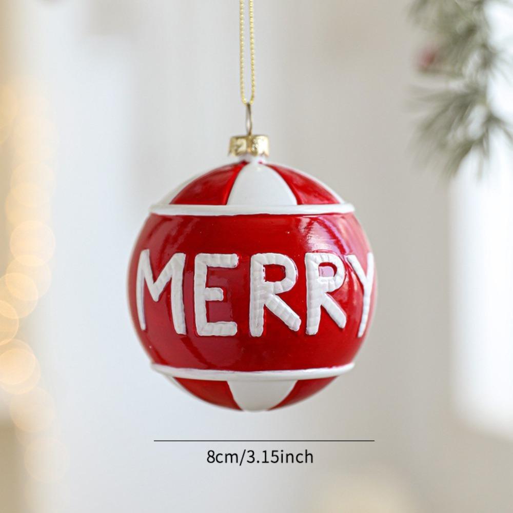 Plastic Christmas Tree Pendant Manual Painted Red&white Christmas Decorations Santa Claus Figurine Xmas Tree Hanging Bauble