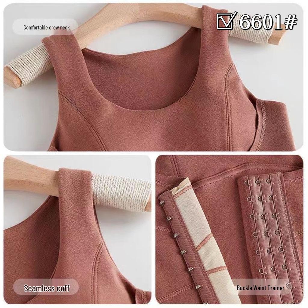 Women's Shaping Warm Vest with Chest Pads - Slim Fit, Tummy Control, Thickened for Autumn & Winter