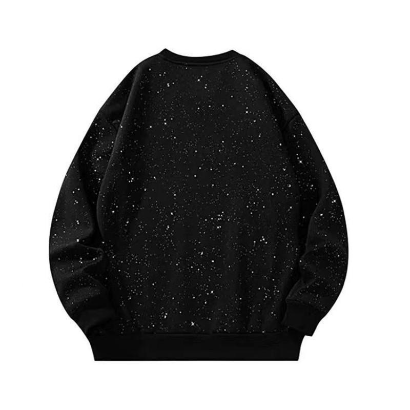 American Cotton Blend Loose Fit Pullover Hoodie Unisex Starry Sky Print Casual Wear