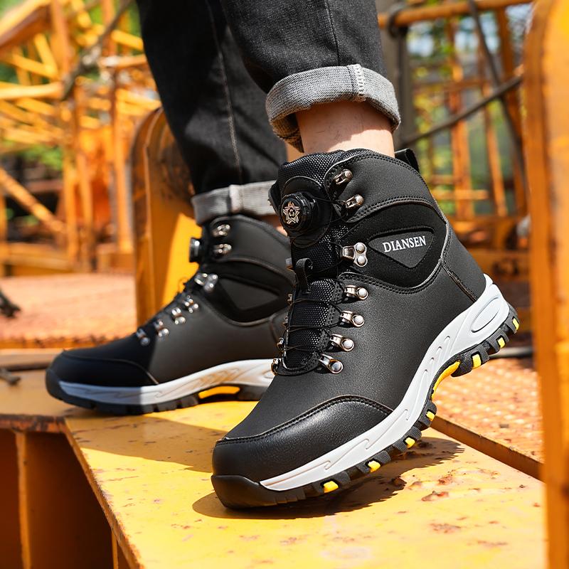 New Rotary Buckle Waterproof Safety Boots Men Indestructible Steel Toe Work Boots Anti-smash Stab-resistant Protective Boots