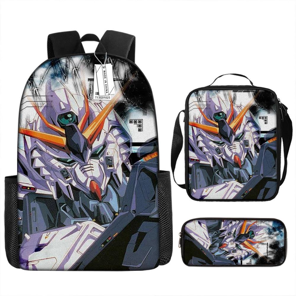 Gundam Backpack 3D Pattern Anime Backpack Student Printed School Bag Three-piece Set