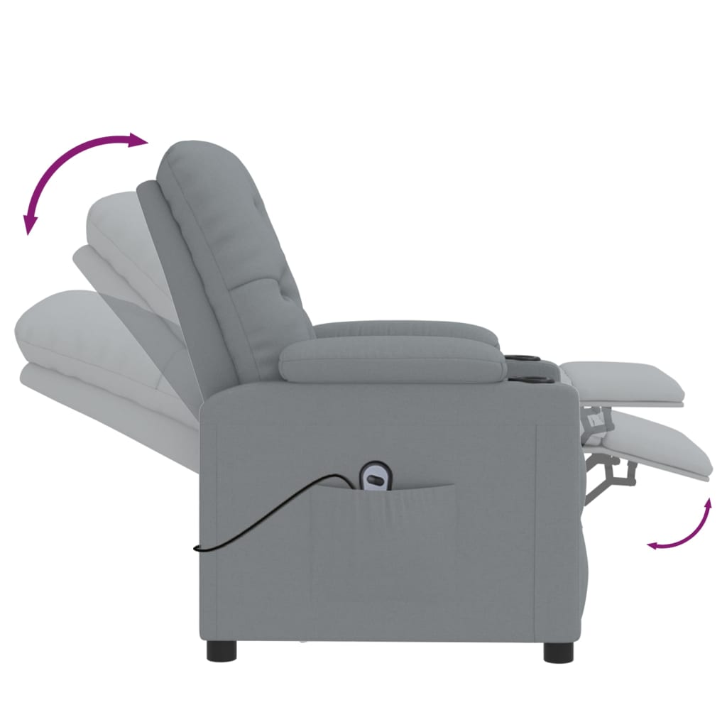 Electric Recliner Chair Light Grey Fabric