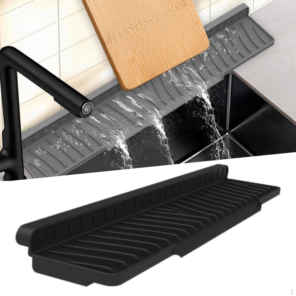 Dish Drying Mat Silicone Pad Kitchen Sink Faucet Sponge Holder Guard Flexible Anti