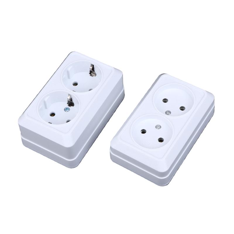 1Pcs 10A Eu Standard Electrical Outlett Ground Vintage Surface Power Socket Plugs Flame Retardant Plastic Wall Mount Socket