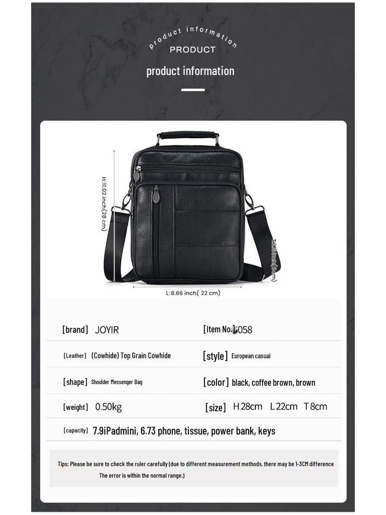 Herren Echtleder Vertikale Umhängetasche - Multifunktionale High-End Schultertasche für den lässigen Pendelverkehr