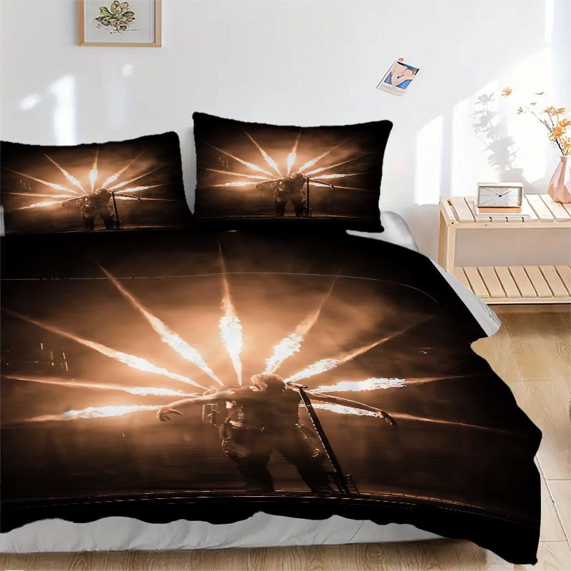 

3pcs Rammstein Merchandise Comforter Set - Four Seasons Home High,Machine Washable Bedspread with Pillowcases (No Filling) yy250909015 135x200cm
