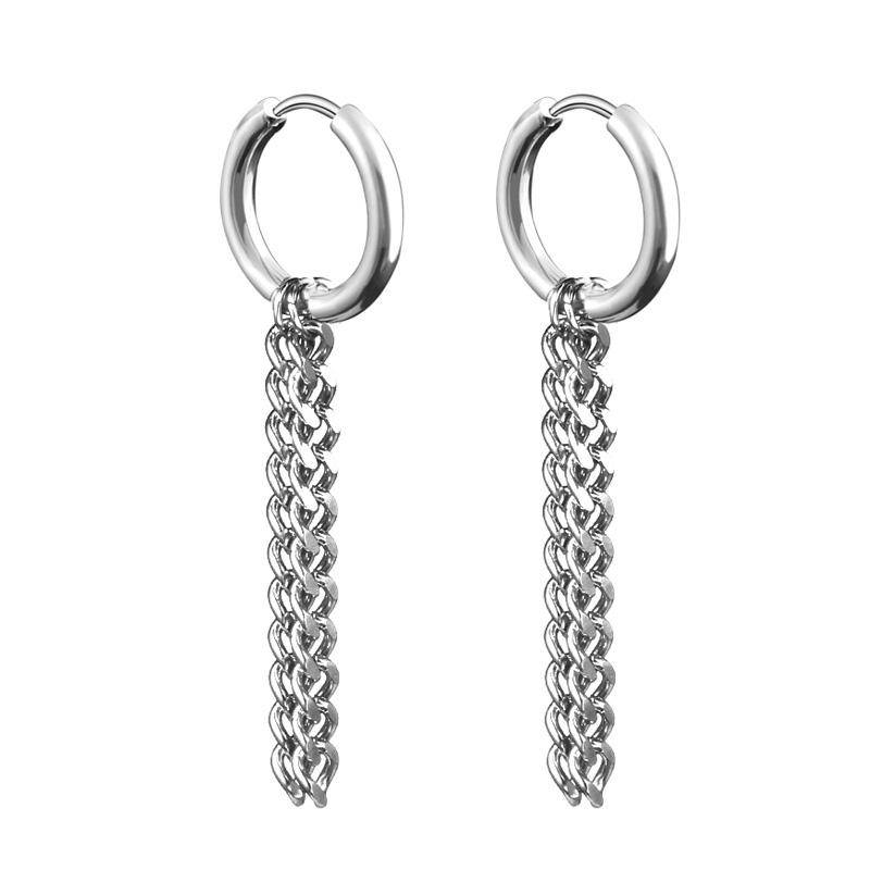 Newest 1 Pair Stainless Steel Cross Pendant Dangle Long Tassel Unisex Hoop Earrings Men/Women Punk Gothic Zircon Best Gifts