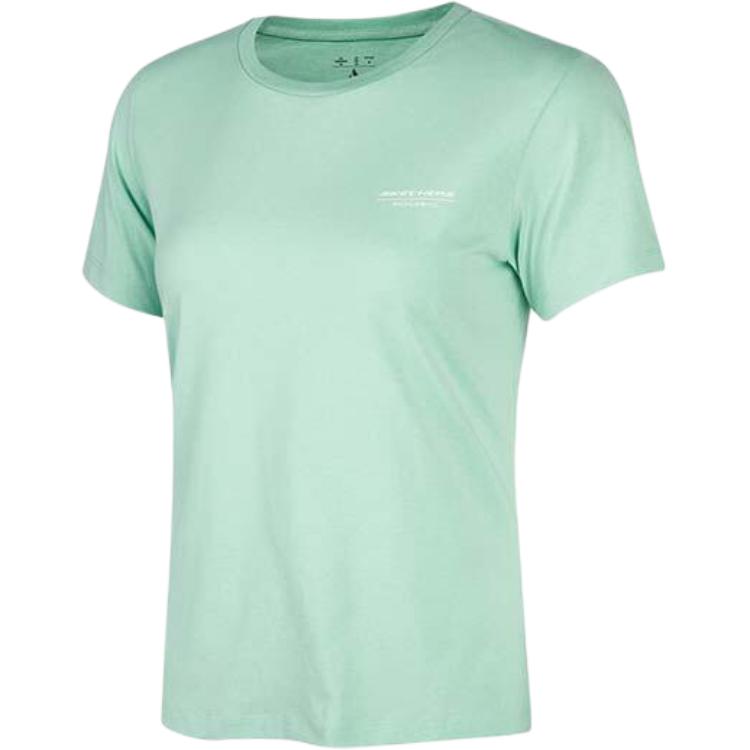 Skechers Breathable Cool Round Neck Pullover Letter Print Short Sleeve T-Shirt Women Tops Lichen-Green P224W043-0421 M