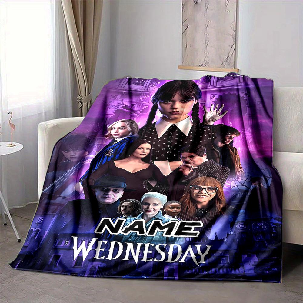 Custom 1pc Wednesday's Dark Adventure Blanket, Soft And Comfortable Blanket, Casual Warm, Camping Travel Blanket, Birthday Gift Q912196