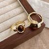2 Stück Tigerauge Stein Ring für Männer Frauen, Verstellbarer Natürlicher Stein Offener Ring, Vintage Statement Ring, Schmuck Geschenk für Ihn Sie