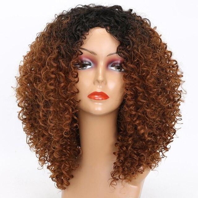 LISI HAIR 14inches Afro Kinky Curly Wig Synthetic Wig With Bangs Mixed Gray Brown and Blonde  Wig for Black Women Daily Wig