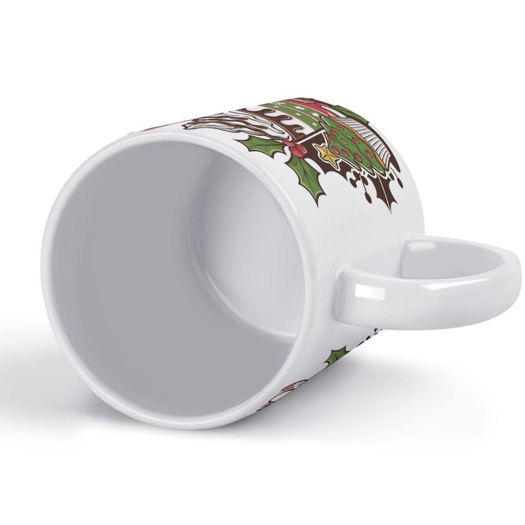 1pc 11oz Blank Ceramic Coffee Mug, Double-sided Printed Drink Cup, Glossy Handle, Strong Ceramic Build, Perfect for Morning Coffee or Tea