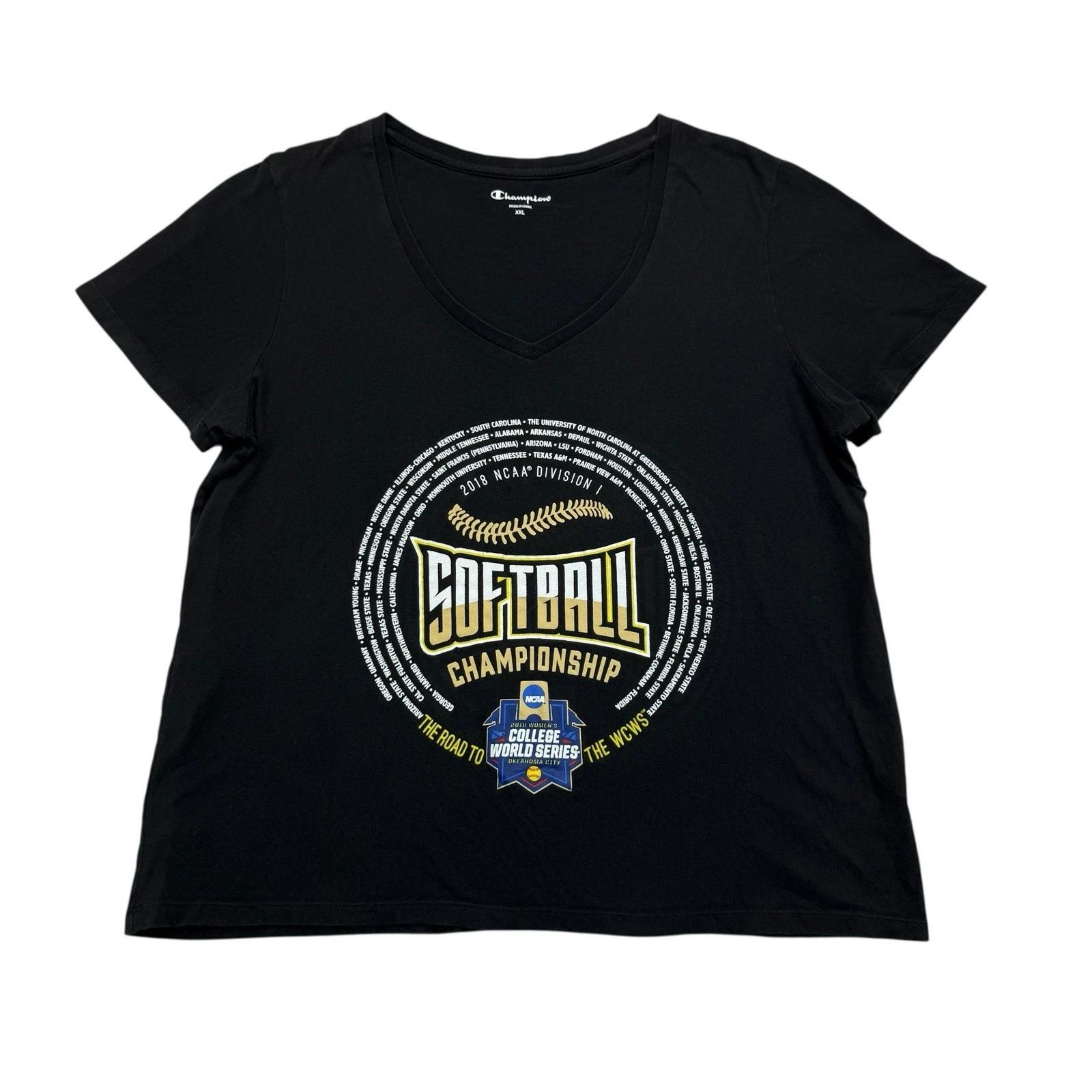 NCAA College World Series Softball Shirt Womens XXL Black Champion 2018 S