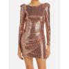 Export Single AQ Home Sequin Shiny Elegance Texture Long-Sleeved Bubble Sleeve Elegant Ladies Dress Ruffle Hip Dress