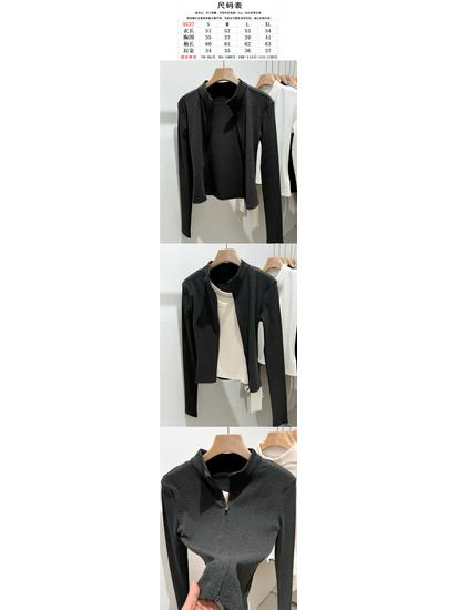 Women's New Style Stand Collar Slim-Fit Half-Zip T-Shirt for Spring and Autumn