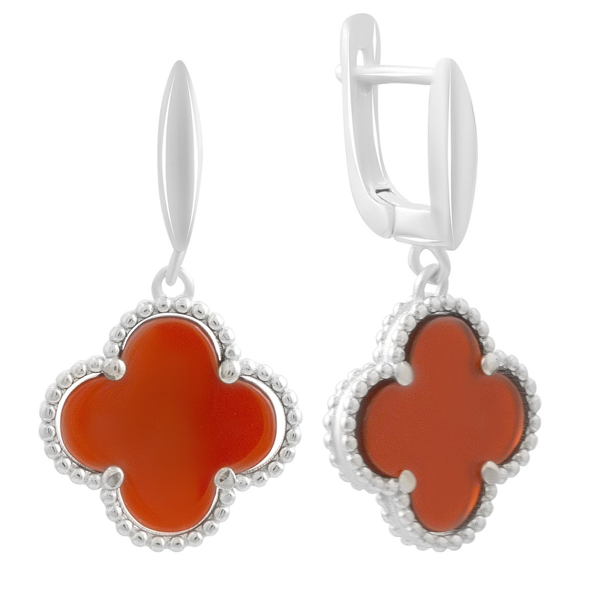 

Silver earrings with natural agate (60002367) смарагдовий