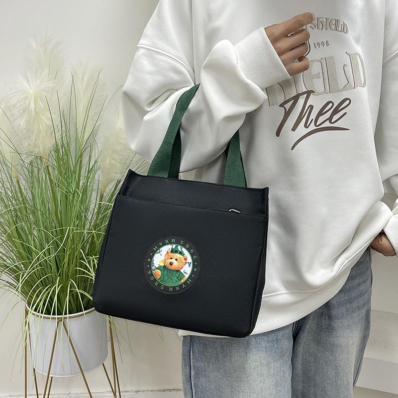 Fashionable Oxford Fabric Built-in Insulation Layer Zipper Sealed Lunch Bag, Portable Handbag for Bento Box, Picnic